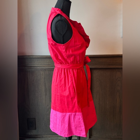 Gibson X Hi Sugarplum red and pink belted dress size small - Picture 7 of 10